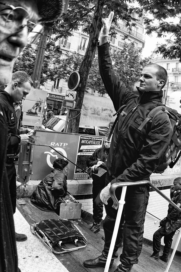 Paris - Labor day demonstration between Place de la République et Place Léon Blum 01-05-2015 #-18 (travaillée) N&#38;B