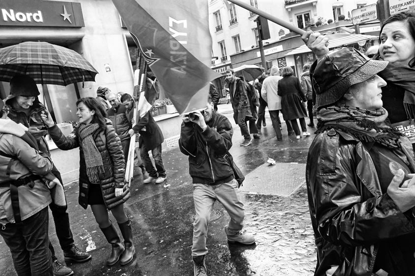 Paris - Labor day demonstration between Place de la République et Place Léon Blum 01-05-2015 #-111 (travaillée) N&#38;B