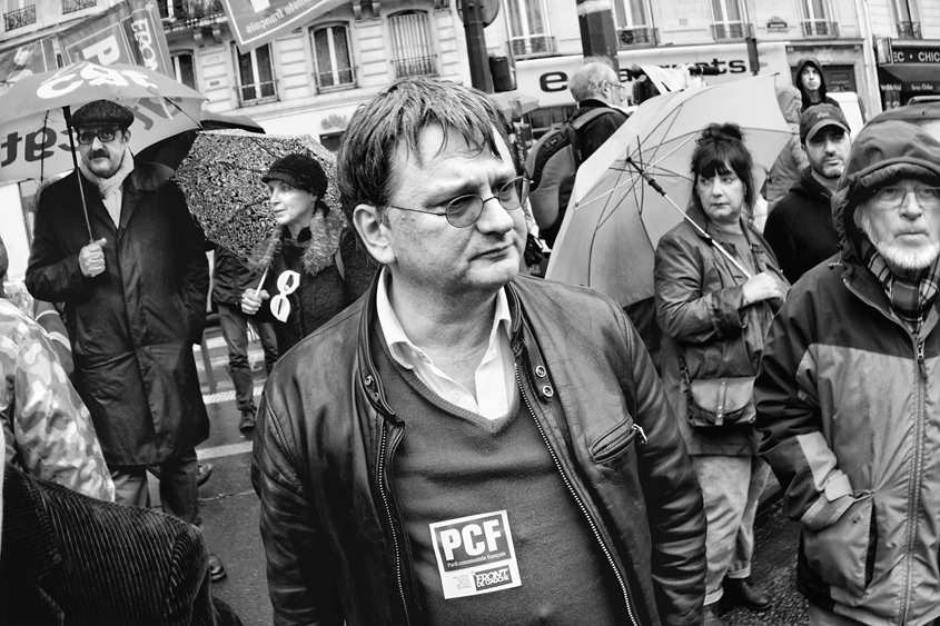 Paris - Labor day demonstration between Place de la République et Place Léon Blum 01-05-2015 #-243 (travaillée) N&#38;B