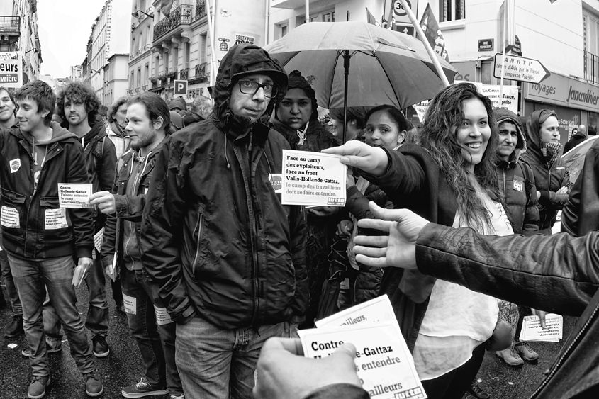 Paris - Labor day demonstration between Place de la République et Place Léon Blum 01-05-2015 #-418 (travaillée) N&#38;B