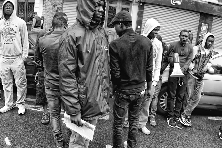 Paris - Labor day demonstration between Place de la République et Place Léon Blum 01-05-2015 #-428 (travaillée) N&#38;B